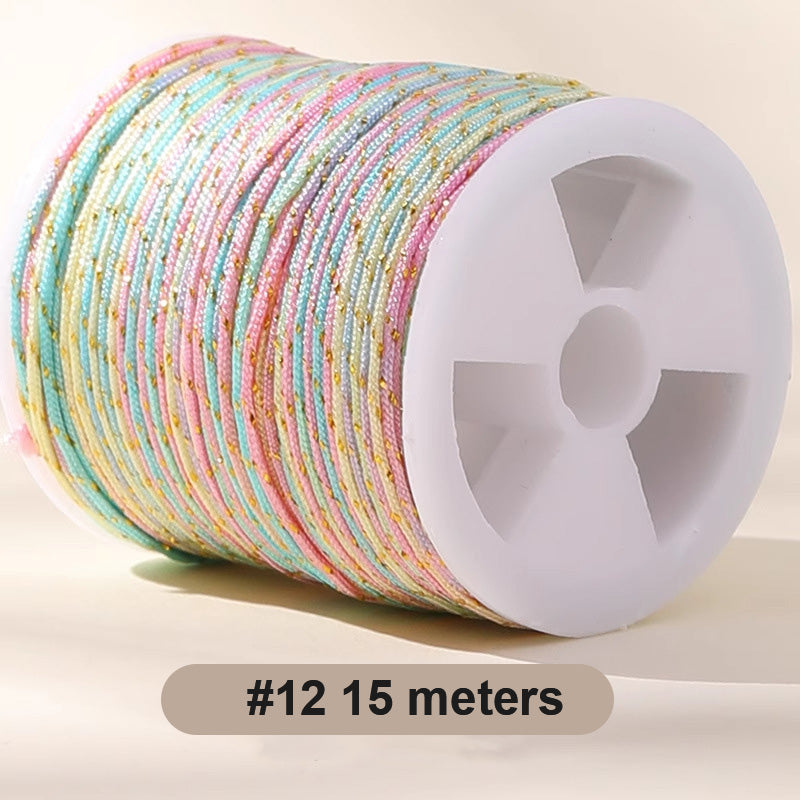 0.8mm  Magic Shine Jade Braid String - Gold Gradient Braiding Rope Material Pack for DIY Bracelet Making