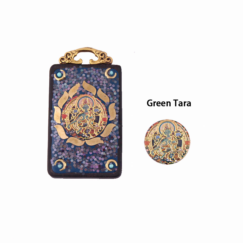 Green Tara Buddha Pendant - Nepalese Tibetan-Style Pure Copper Peace Amulet - Ethnic Buddhist Necklace Locket