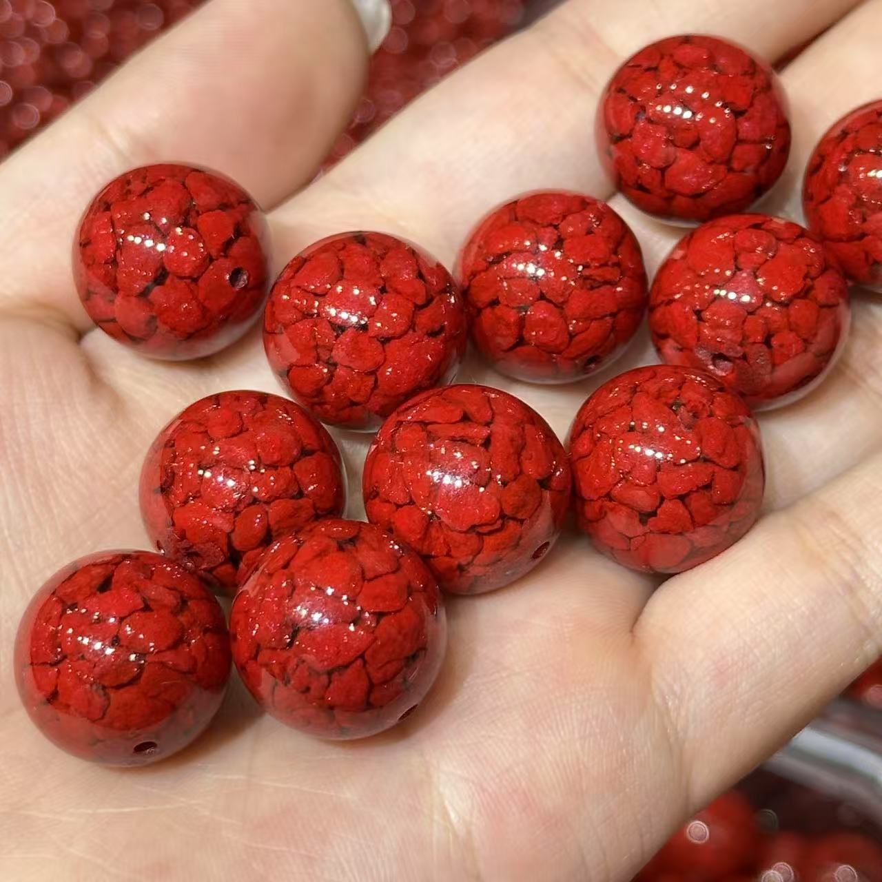 Natural Cinnabar Beads Strand, Low Content Transparent Beads, Raw Crystal Sand Pressed Beads, DIY Jewelry Making Supplies Wholesale