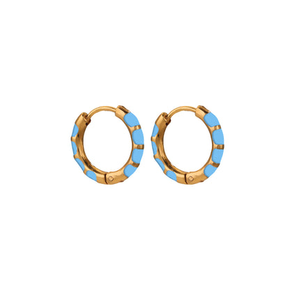 Enamel Color Hand-Dropped Ear Clips - Stainless Steel & Titanium Steel | Classic Cute Women's Earrings
