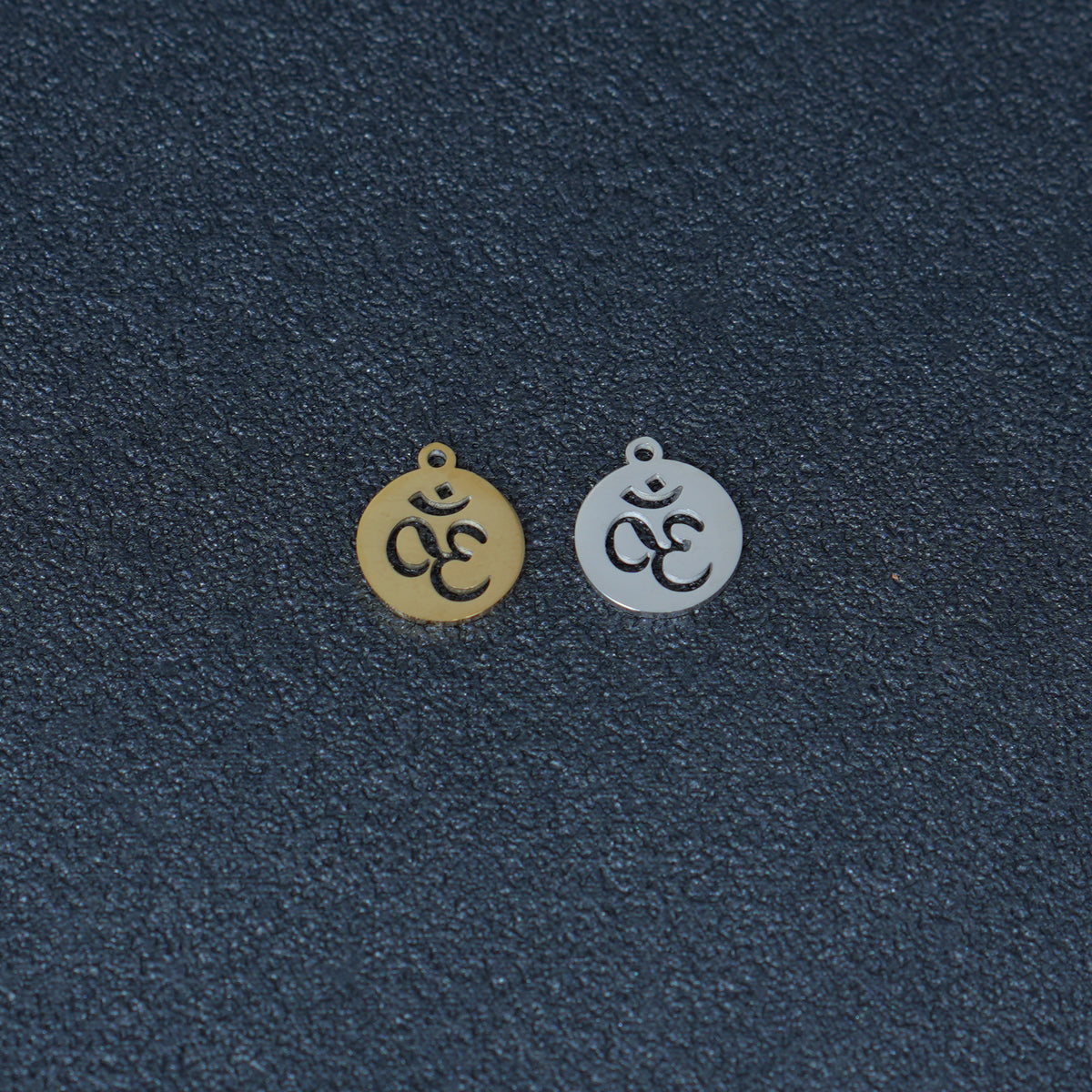 4PCS 12mm Stainless Steel Om Symbol Charms, Spiritual DIY Jewelry Pendant