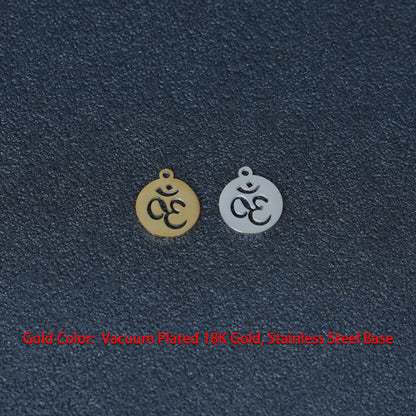 4PCS 12mm Stainless Steel Om Symbol Charms, Spiritual DIY Jewelry Pendant
