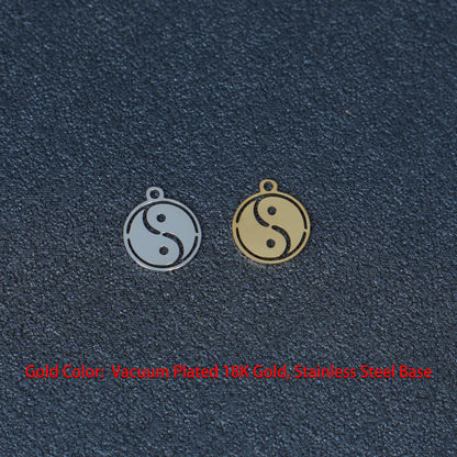 4PCS 12mm Stainless Steel Yin Yang Tai Chi Pendant, Spiritual Jewelry Charm