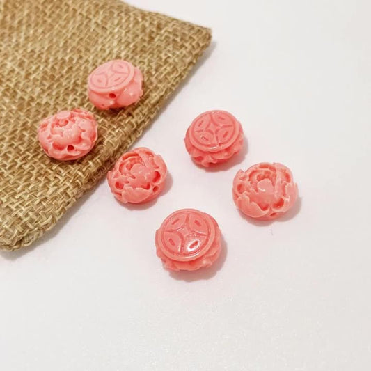 4PCS 12mm Pink Queen Conch Powder Pressed Peony Charms - Shell Embellishments for DIY Jewelry & Crafts