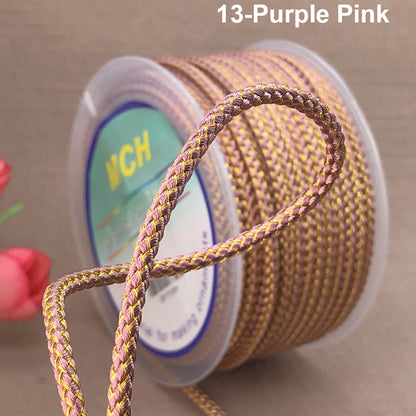 3mm Braided Dragon Pattern Cord | Gold Thread & Cored Styles for Jewelry Making