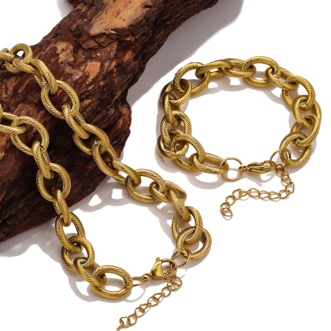 Stainless Steel Thick Spiral Chain Necklace, 13mm Titanium Steel Hip Hop Bracelet, Simple Fashion Punk Jewelry for Men and Women