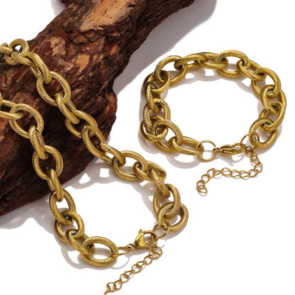 Stainless Steel Thick Spiral Chain Necklace, 13mm Titanium Steel Hip Hop Bracelet, Simple Fashion Punk Jewelry for Men and Women