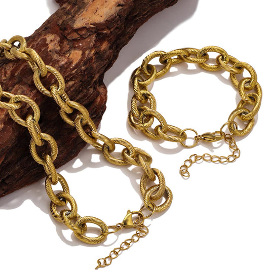 Stainless Steel Thick Spiral Chain Necklace, 13mm Titanium Steel Hip Hop Bracelet, Simple Fashion Punk Jewelry for Men and Women