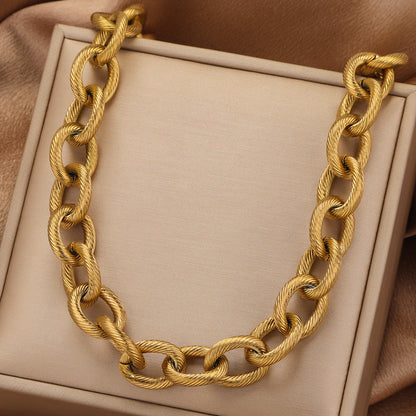 Stainless Steel Thick Spiral Chain Necklace, 13mm Titanium Steel Hip Hop Bracelet, Simple Fashion Punk Jewelry for Men and Women