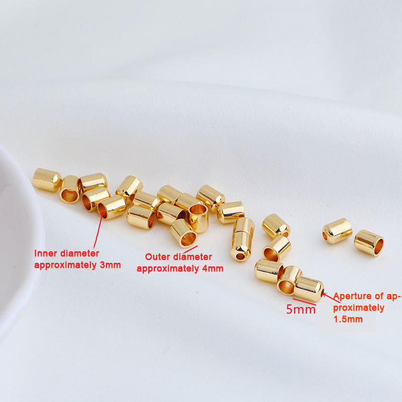 10PCS 18K Gold Plated Copper Cord End Caps, Smooth Round Leather Rope Tips, DIY Jewelry Making Clasps for Braided Cord & Necklaces