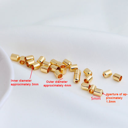 10PCS 18K Gold Plated Copper Cord End Caps, Smooth Round Leather Rope Tips, DIY Jewelry Making Clasps for Braided Cord & Necklaces