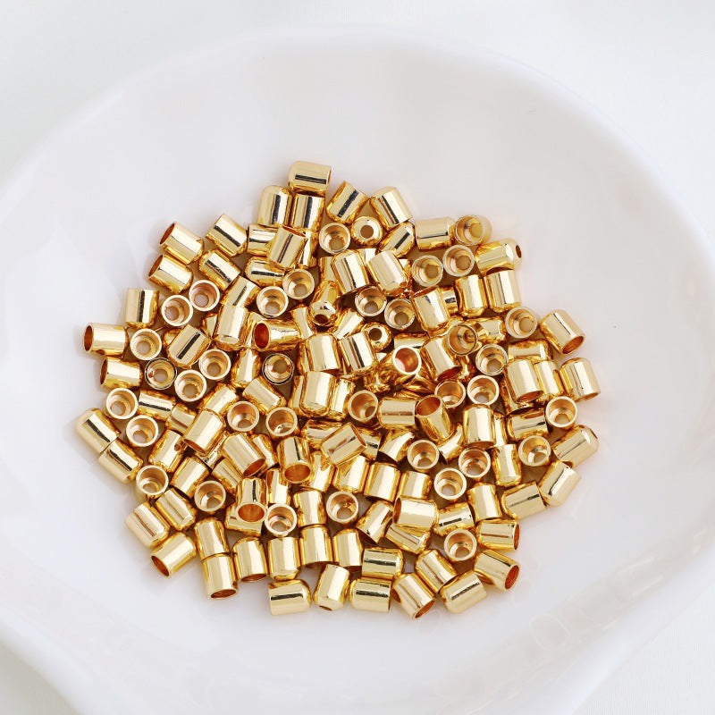 10PCS 18K Gold Plated Copper Cord End Caps, Smooth Round Leather Rope Tips, DIY Jewelry Making Clasps for Braided Cord & Necklaces