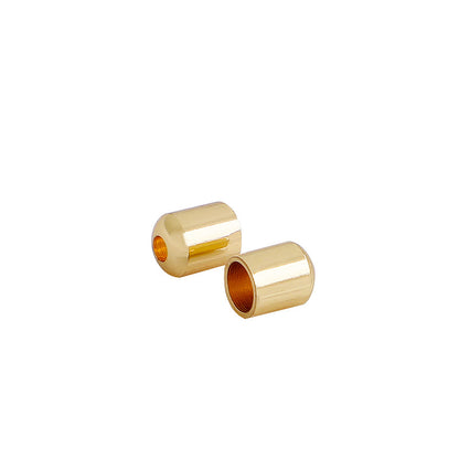 10PCS 18K Gold Plated Copper Cord End Caps, Smooth Round Leather Rope Tips, DIY Jewelry Making Clasps for Braided Cord & Necklaces