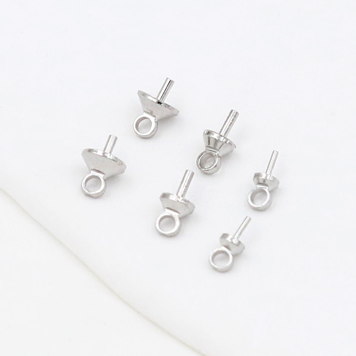 50PCS Eye Peg Bail Pin, 18K Plated Brass Cup Peg Bail Clasps Jewelry Connector for Half-drilled Beads Charms DIY Pendants