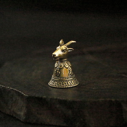 Vintage Brass Chinese Zodiac Animal Head Bell Charms - 12 Beast Head Bell Pendants for Jewelry & Gifts