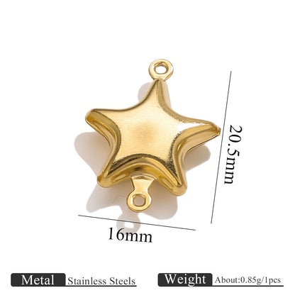 10PCS Stainless Steel Double-Hole Connector| Heart & Star Shapes | DIY Jewelry Connectors for Bracelets & Necklaces