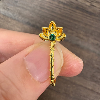 18K Gold Plated Lotus Copper Safety Bail, Jade Donut Pendant Clasp, DIY Jewelry Findings