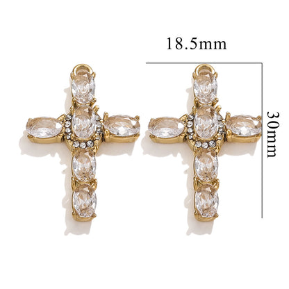 Exquisite Cross Pendant | Premium Stainless Steel (Titanium Steel) Plated 18K Gold, Elegant Religious Jewelry for Daily Wear