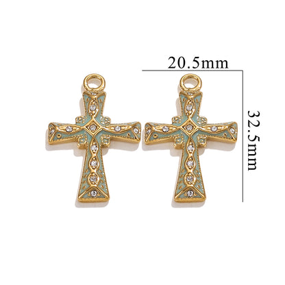 Exquisite Cross Pendant | Premium Stainless Steel (Titanium Steel) Plated 18K Gold, Elegant Religious Jewelry for Daily Wear