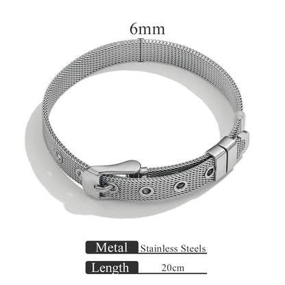 Woven Stainless Steel Mesh Bracelet | 18K Gold Plated | Polished Surface | Adjustable Snap Clasp