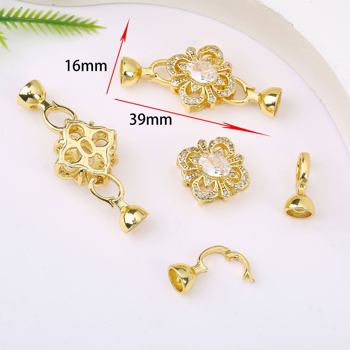 18K Gold Plated Necklace End Clasp, Tarnish Resistant Closure Connector, DIY Jewelry Findings for Necklace or Bracelet Making