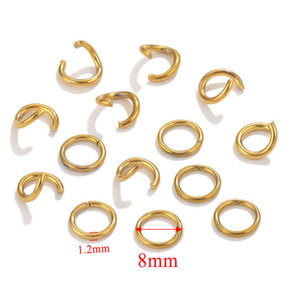 100PCS Stainless Steel 18K Real Gold Vacuum Plated Jump Rings - Color-Retaining Open Connector Circles for DIY Jewelry Supplies