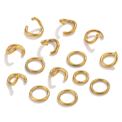 100PCS Stainless Steel 18K Real Gold Vacuum Plated Jump Rings - Color-Retaining Open Connector Circles for DIY Jewelry Supplies