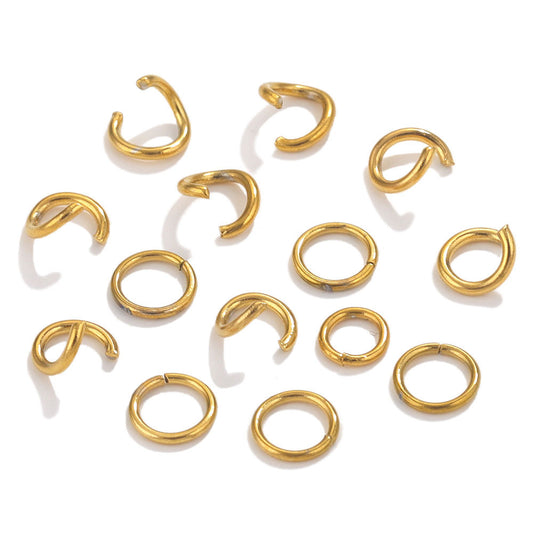 100PCS Stainless Steel 18K Real Gold Vacuum Plated Jump Rings - Color-Retaining Open Connector Circles for DIY Jewelry Supplies