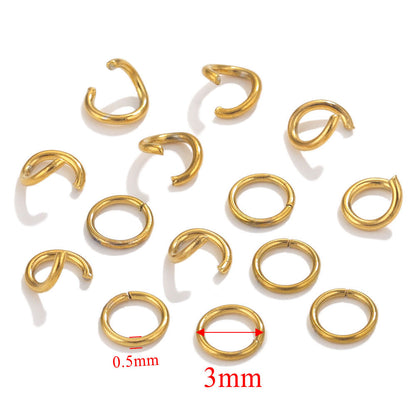 100PCS Stainless Steel 18K Real Gold Vacuum Plated Jump Rings - Color-Retaining Open Connector Circles for DIY Jewelry Supplies