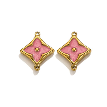 4PCS Strong Color Retention 18K Gold Plated Stainless Steel Clover Double Dangle Charms - DIY Findings for Bracelets & Necklaces