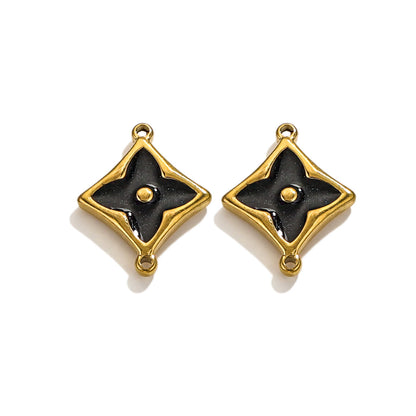 4PCS Strong Color Retention 18K Gold Plated Stainless Steel Clover Double Dangle Charms - DIY Findings for Bracelets & Necklaces
