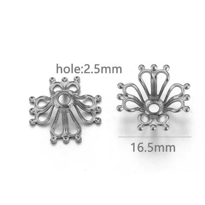 100PCS Stainless Steel Petal Bead Caps & Flower Cups - 18K Vacuum Plated Jewelry Spacer Parts ﻿