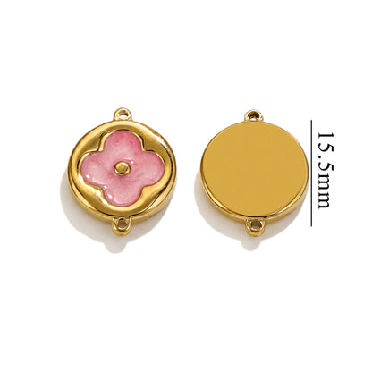 4PCS Strong Color Retention 18K Gold Plated Stainless Steel Clover Double Dangle Charms - DIY Findings for Bracelets & Necklaces