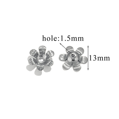 100PCS Stainless Steel Petal Bead Caps & Flower Cups - 18K Vacuum Plated Jewelry Spacer Parts ﻿