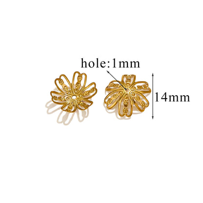 100PCS Stainless Steel Petal Bead Caps & Flower Cups - 18K Vacuum Plated Jewelry Spacer Parts ﻿