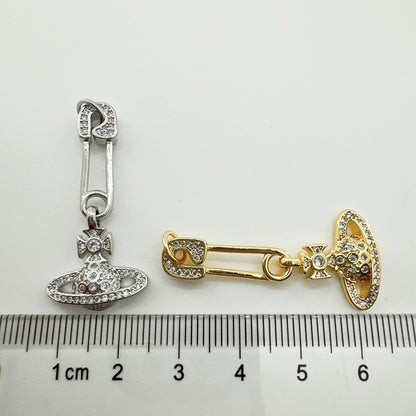 18K Real Gold Plated Saturn Brooch Pendant - Versatile Accessory with Micro-Set White Zircon