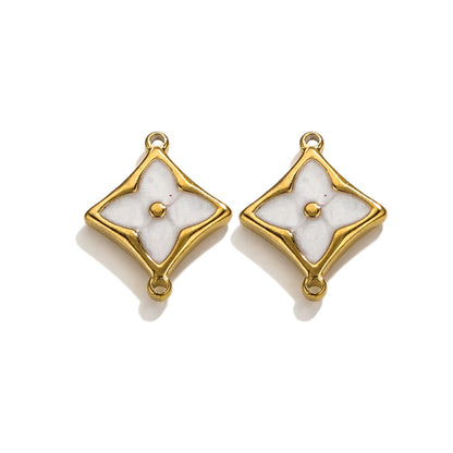 4PCS Strong Color Retention 18K Gold Plated Stainless Steel Clover Double Dangle Charms - DIY Findings for Bracelets & Necklaces