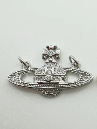 18K Real Gold Plated Saturn Brooch Pendant - Versatile Accessory with Micro-Set White Zircon