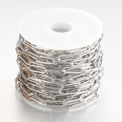 2 Meters Stainless Steel Embossed Paperclip Chain - Stylish DIY Jewelry Chain for Necklaces & Bracelets
