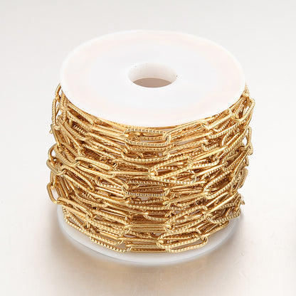 2 Meters Stainless Steel Embossed Paperclip Chain - Stylish DIY Jewelry Chain for Necklaces & Bracelets