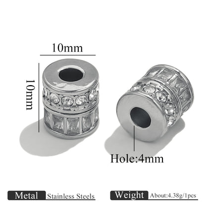 18K Gold Plated Stainless Steel Rectangle Spacer Beads with Diamonds - Color Retention, Perfect for DIY Bracelets, Handmade Beaded Jewelry Supplies