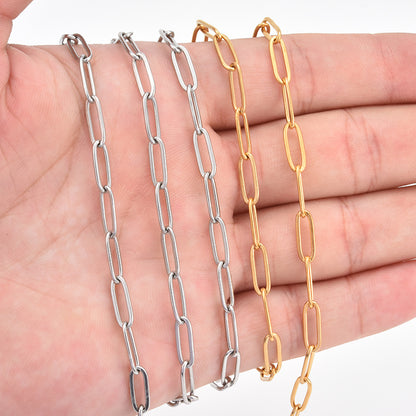 2 Meters Stainless Steel Paperclip Chain for Jewelry DIY
