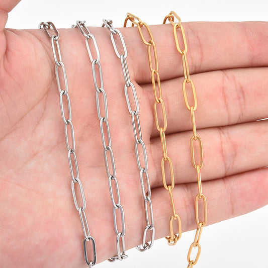 2 Meters Stainless Steel Paperclip Chain for Jewelry DIY