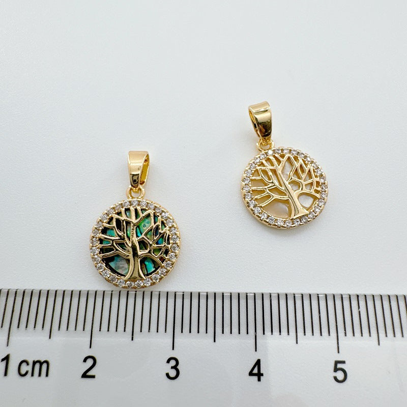 Dainty 18K Gold-Coated Tree of Life Charm - Natural Shell & Abalone Accent, Spiritual Necklace Pendant