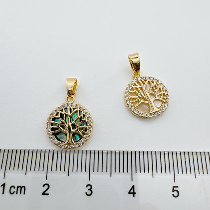 Dainty 18K Gold-Coated Tree of Life Charm - Natural Shell & Abalone Accent, Spiritual Necklace Pendant