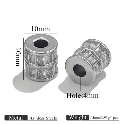 18K Gold Plated Stainless Steel Rectangle Spacer Beads with Diamonds - Color Retention, Perfect for DIY Bracelets, Handmade Beaded Jewelry Supplies
