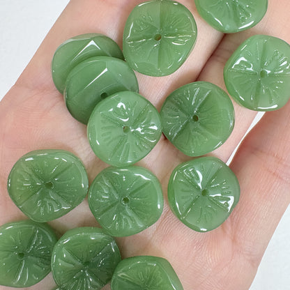 20PCS 16mm Glass Lotus Leaf Beads, Handmade Lampwork Charms for DIY Jewelry Making, Floral Craft Supplies
