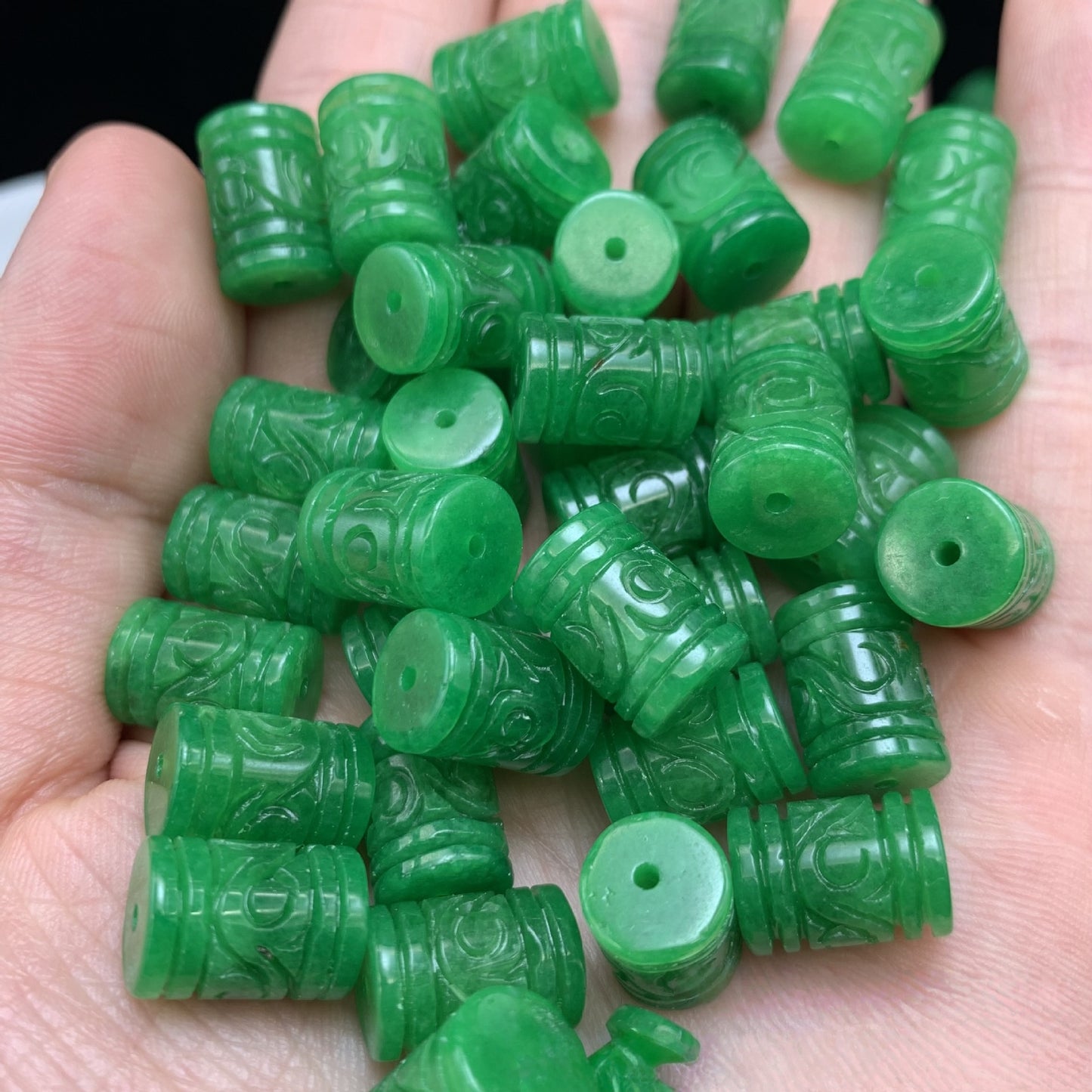 Natural Green Jade Barrel Beads, 9×13mm Loose Beads for Jewelry Making, DIY Bracelet Necklace Earring Craft Supplies, Gemstone Beads Bulk