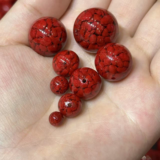 Natural Cinnabar Beads Strand, Low Content Transparent Beads, Raw Crystal Sand Pressed Beads, DIY Jewelry Making Supplies Wholesale