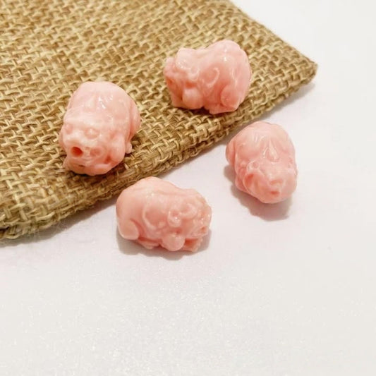 4PCS 11x15mm Pink Queen Conch Powder Pressed Chubby Pixiu Charms - Shell Embellishments for DIY Jewelry & Crafts